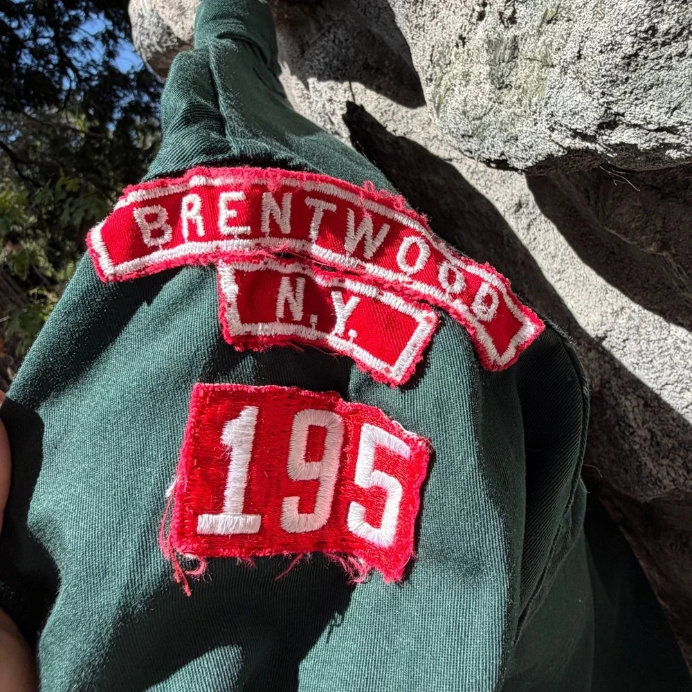 Vtg Boy Scouts Shirt Mens M Green Sanforized Brentwood NY Shinnecock 50s 60s